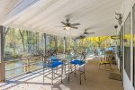 Deck with seating & fantastic river view